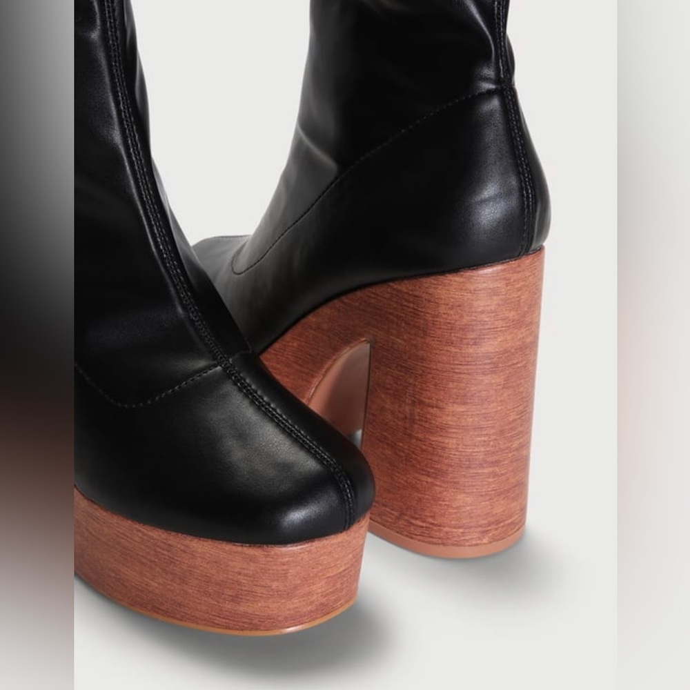 LULUS Linus Black Platform Ankle Booties Size 7 NIB - Picture 4 of 4